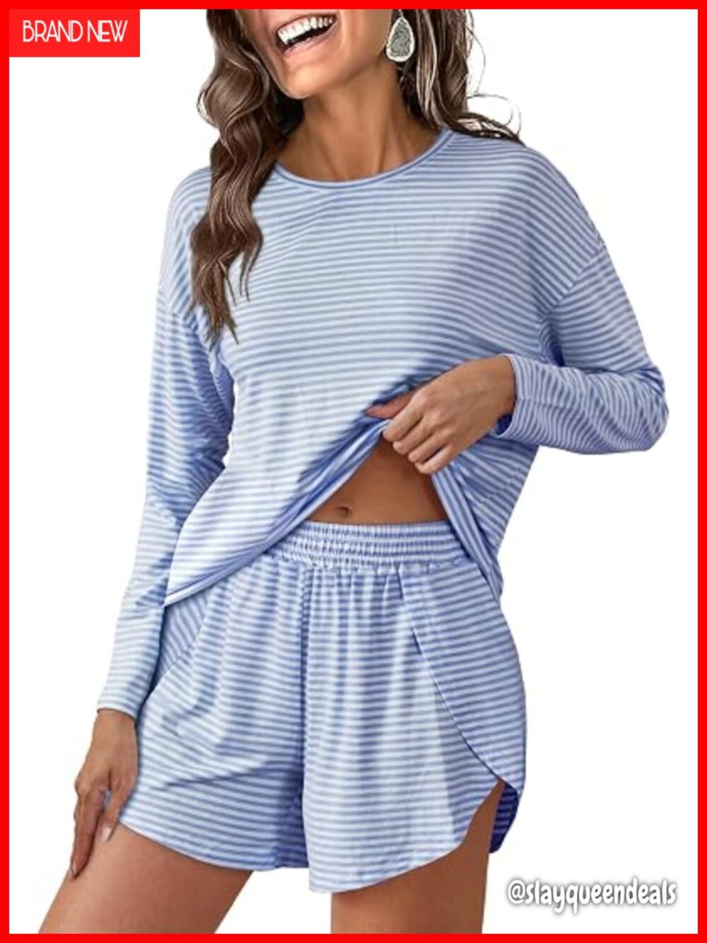 Women's Long Sleeve Pajama Set 2 Piece Loungewear Sleepwear Striped